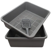 Kitter Sieve Litter Tray 3 Piece Set Charcoal Colour