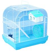 Mouse Cage Double Storey Clear Front View 3484. White Wire and Blue Base