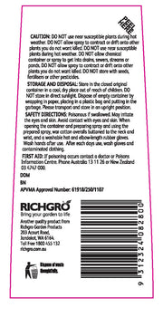 Richgro Tree Blackberry & Woody Weed Killer 250ml: BACK LABEL 1 OF 3