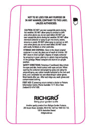 Richgro Tree Blackberry & Woody Weed Killer 250ml: BACK LABEL 3 OF 3