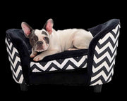 PetObsessed  Luxury Lounge Dog Sofa Black/Grey Zebra.